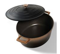 STONELINE Cocotte Induction avec Couvercle 32 cm, 6,6 L, Casserole Antiadhésive Revêtement avec de vraies Particules de Pierre, Braisière Marmite pour Tous Feux et Four, Couleur : Noir/Or Rose
