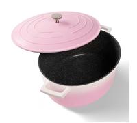 STONELINE Cocotte Induction avec Couvercle 32 cm, 6,6 L, Casserole Antiadhésive Revêtement avec de vraies Particules de Pierre, Braisière Marmite pour Tous Feux et Four, Couleur : Rose