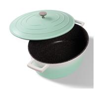 STONELINE Cocotte Induction avec Couvercle 32 cm, 6,6 L, Casserole Antiadhésive Revêtement avec de vraies Particules de Pierre, Braisière Marmite pour Tous Feux et Four, Couleur : Menthe