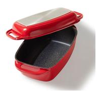 STONELINE® Cocotte Rectangle 40 x 22 cm - Rouge - avec couvercle en Fonte d'Aluminium à Induction - Revêtement Antiadhésif