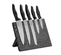 STONELINE Couteaux de Cuisine en Acier Inoxydable, Lot de 4 Couteaux avec Bloc de Cuisine, Couteaux Universels en Design Original STONELINE, Noir