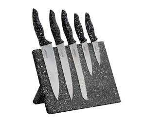 STONELINE Couteaux de Cuisine en Acier Inoxydable, Lot de 4 Couteaux avec Bloc de Cuisine, Couteaux Universels en Design Original STONELINE, Noir