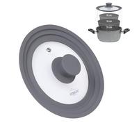 STONELINE Couvercle Universel en Verre avec Bord en Silicone, 3 Tailles (16/18/20 cm), Pratique, Gain de Place, Compatible avec Poêles et Casseroles