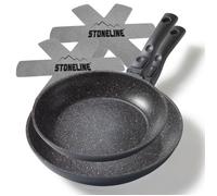 STONELINE® Flex Set de 2 Poêles à Frire 24/28cm avec Poignée Amovible & Protecteurs - adaptée à l'Induction - Revêtement