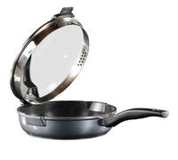 STONELINE Future Sauteuse 24 cm, avec Couvercle Passoire, adaptée à l'Induction, en aluminium die-cast, Revêtement Antiadhésif avec des vraies particules de pierre, Gris