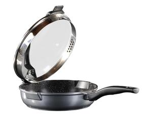 STONELINE Future Sauteuse 24 cm, avec Couvercle Passoire, adaptée à l'Induction, en aluminium die-cast, Revêtement Antiadhésif avec des vraies particules de pierre, Gris