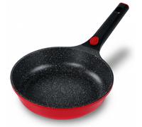 STONELINE SMART Poêle à frire 24 cm, Poêle en fonte d'aluminium, Poignée amovible, Poêle induction, Tous feux, Revêtement antiadhésif avec vraies particules de pierre, Rouge