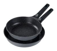 STONELINE SMART Set de poêles 2 pièces 24/28 cm, Grande poêle en fonte d'aluminium, Poignée amovible, Poêle induction, Tous feux, Revêtement antiadhésif avec vraies particules de pierre, Gris