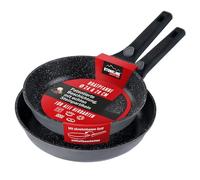 STONELINE Imagination PLUS set de poêles,2 pièces avec poignée amovible, induction, fonte d'aluminium, poêle revêtue avec des particules de pierre véritables, poêle à frire 28 cm et poêle à frire 24cm