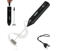 STONELINE Mousseur à Lait USB Électrique Rechargeable Portable, 3 Vitesses, Fouet Mélangeur en Acier Inoxydable, Mélangeur de Mousse pour Latte Cappuccino Café Chocolat Chaud Boissons, Noir