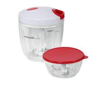 STONELINE Multi-hachoir manuel sans électricité, lot de 12 pièces 900 + 400 ml rouge, avec lames en acier inoxydable pour légumes, fruits, oignons, noix, ail, fouet, râpe, presse-agrumes