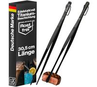 STONELINE Pince Cuisine Inox Professionnel 30,5 cm Set 2 Pièces Pince de Précision Longue Pincette Cuisine Acier Inoxydable avec Revêtement en Titane, Cuisiner Griller Cuire Dresser, Buffet Barbecue