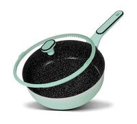 STONELINE Sauteuse 28 cm, poêle en aluminium die-cast haute, Revêtement Antiadhésif avec de vraies particules de pierre, adaptée à l'Induction et au Four, Couleur Menthe