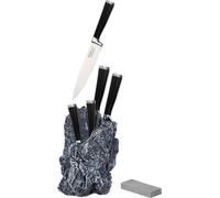 EXCALIBUR® Lot de couteaux en acier inoxydable, 7 pcs, avec porte-couteaux Stoneline