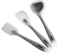 STONELINE Set de 3 Ustensiles de Cuisine en Silicone, adapté aux Ustensiles de Cuisine Antiadhésif, Set composé de Grattoir, Cuillère de Cuisine et Louche, Gris