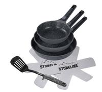 STONELINE SMART Ensemble de poêles 6 pièces 20/24/28 cm, poêle en fonte d'aluminium, poignée amovible, spatule, protège-poêles, poêle induction, Tous feux, antiadhésif avec vraies particules de
