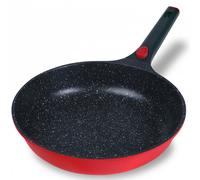 STONELINE SMART Poêle à frire 28 cm, Grande poêle en fonte d'aluminium, Poignée amovible, Poêle induction, Tous feux, Revêtement antiadhésif avec vraies particules de pierre, Rouge