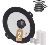 STONELINE® SMELL WELL Couvercle universel en verre 22/24/26/28 avec fonction SMELL WELL et 2 sets de recharge | Noir