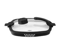 STONELINE Smell Well FUTURE Couvercle tamis carré 28 x 28 cm, couvercle en verre pour casseroles, poêles, bord en silicone, fonction filtre, fonction arôme, couvercle de casserole