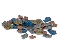 Stonemaier Games: Métal Sci-Fi Coins (Vantage) | Pièces de science-fiction pour améliorer votre jeu | 45 pièces métalliques - 1 $ (x 18), 2 $ (x12), 5 $ (x9), et 10 $ (x6) pièces en alliage de zinc