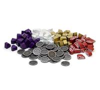 Stonemaier Games: Wyrmspan Upgrade Pack | Pièces métalliques et ressources en Bois | 45 pièces de Monnaie Dragon en métal Double Face et 104 ressources en Bois (Viande, Or, gemme et Lait) - Ajouter à