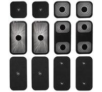 Stonenect Électrodes de rechange adhésives Clouté Réutilisables Pansements autocollants Tampons adhésifs remplacement Compatible avec Compex TENS/EMS Machines (4PCS 5x5cm+8PCS 5x10cm-3.75mm Button)