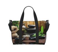 Stones and Spa Oil On The Wood Near A Pond Print Gym Bag for Women Weekender Overnight Bag Personal Item Bag Shoulder Bag for Women Men Taille unique, Noir , Taille unique