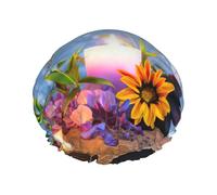 Stones With Candles Daisy Multi-Scene And Multi-Scene and Multipurpose Shower Spa Double Layer Waterproof Shower Cap and Cooking Cap, Suitable for Adults, Children And Men And Women.