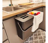 stonespace Poubelle à suspendre sous l'évier, poubelle à compost de cuisine, seau à couches, poubelle à suspendre pour berceau/salle de bain/placard, poubelle à déchets alimentaires en plastique, noir