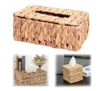 Stonivislyt 2pcs Housse de boîte à mouchoirs en Jacinthe d'eau tissée à la Main en Osier, décoration Rustique sur Table et Salle de Bain,Boite a Mouchoir,boîte à mouchoirs,Boite à Mouchoir