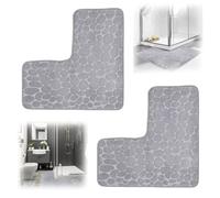 Stonivislyt 2pcsTapis de Bain en marbre en Forme de L Tapis de Bain à Texture à Texture 80x80cm Chapeau de Douche Absorbant Rapis de Baignoire Douce Non glissée Machine Tapis de Salle de Bain