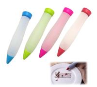 Stonivislyt Stylo Glace pour Le Chocolat, 4pcs Stylo de décoration en Silicone pour Chocolat - Réutilisable et Lavable - Idéal pour gâteaux, Desserts, pâtisseries
