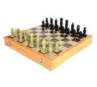 Stonkraft 12 "x 12" Jeu de Plateau de Jeu d'échecs en Bois de Pierre + pions fabriqués à la Main