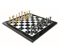 StonKraft - Ensemble de planche d'échecs en marbre noir de 15" x 15″ de collection + pièces en laiton