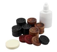 StonKraft Lot de 24 pièces de monnaie en bois Carrom, 2 reines, 1 Striker et 1 poudre