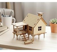 StonKraft Puzzle en Bois 3D Beach House - Décoration intérieure, Jeu de Construction, Kit de modélisation, Projet Scolaire - Facile à Assembler