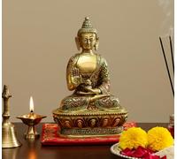 StonKraft Statue de Bouddha méditant en laiton 17,8 cm | Murti