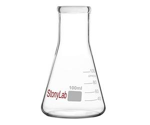 stonylab 1-Paquet Erlenmeyer Fiole en Verre Borosilicate, Erlenmeyer Flask à Paroi Épaisse avec Bord Résistant - (100 ml Convient au Bouchon en Caoutchouc StonyLab 5#)
