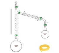stonylab 13 Pièces Kit de Distillation, Kit d'appareil de Distillation à Fond Rond en Verre Borosilicaté 24/40 avec Condenseur Liebig et Deux Ballons de Laboratoire, Distillation