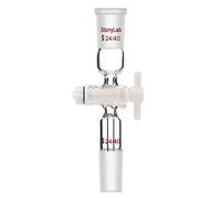 stonylab Adaptateur de Contrôle de Débit à Vide en Verre avec Robinet d'arrêt PTFE et Deux Joints 24/40 pour l'alimentation en Laboratoire, Glass Vacuum Flow Control Adapter