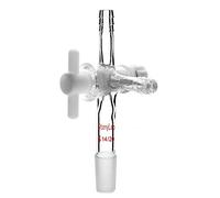 stonylab Adaptateur de Contrôle du Débit à 3 Voies, 3-Way Flow Control Adapter en Verre Borosilicate avec Joint Conique Standard 14/20 et Robinet d'arrêt en PTFE pour Laboratoire