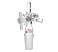 stonylab Adaptateur de Contrôle du Débit à 3 Voies, 3-Way Flow Control Adapter en Verre Borosilicate avec Joint Conique Standard 24/40 et Robinet d'arrêt en PTFE pour Laboratoire