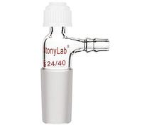 stonylab Adaptateur Thermomètre en Verre, 24/40 Joint Adaptateur D'entrée avec Connexion du Tuyau Dentelé Latéral et Casquette de Compression, Verrerie de Laboratoire