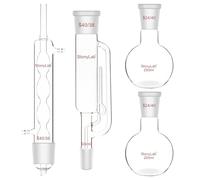 stonylab Appareil Extraction Soxhlet de Verre Borosilicaté, 40/38 Extracteur Soxhlet et Condenseur Allihn avec Deux Flacons à Fond Plat 24/40 de 250 ml Essentiels de Extraction en Laboratoire