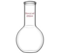 stonylab Ballon Fond Plat, Ballon de Distillation à Fond Plat en Verre Borosilicate FBF à Col Long, Flat Bottom Flask Ballon de Laboratoire - 250ml