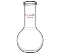 stonylab Ballon Fond Plat, Ballon de Distillation à Fond Plat en Verre Borosilicate FBF à Col Long, Flat Bottom Flask Ballon de Laboratoire - 100ml