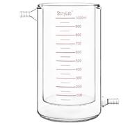 stonylab Bécher à Double Enveloppe en Verre, 1000 ml, en Borosilicate, Gradué, Fond Plat, Double Couche, Bécher de Réaction de Laboratoire