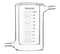 stonylab Bécher à Double Enveloppe en Verre, 200 ml, en Borosilicate, Gradué, Fond Plat, Double Couche, Bécher de Réaction de Laboratoire