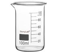 stonylab Bécher en Verre, 1 Pièce, Verre Borosilicaté Gradué, Forme Basse Griffin avec Bec Verseur, 100 ml