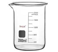 stonylab Bécher en Verre, 1 Pièce, Verre Borosilicaté Gradué, Forme Basse Griffin avec Bec Verseur, 2000 ml